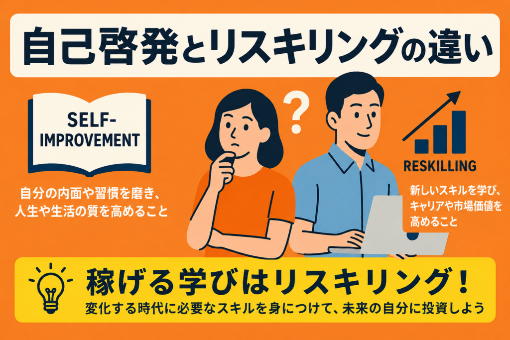自己啓発とリスキリングは何が違う？「稼げる」に特化した学びの選び方