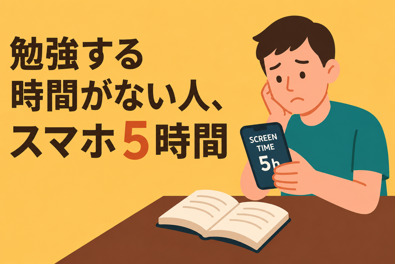 「勉強する暇がない」と言う人に限って、スマホのスクリーンタイムが5時間
