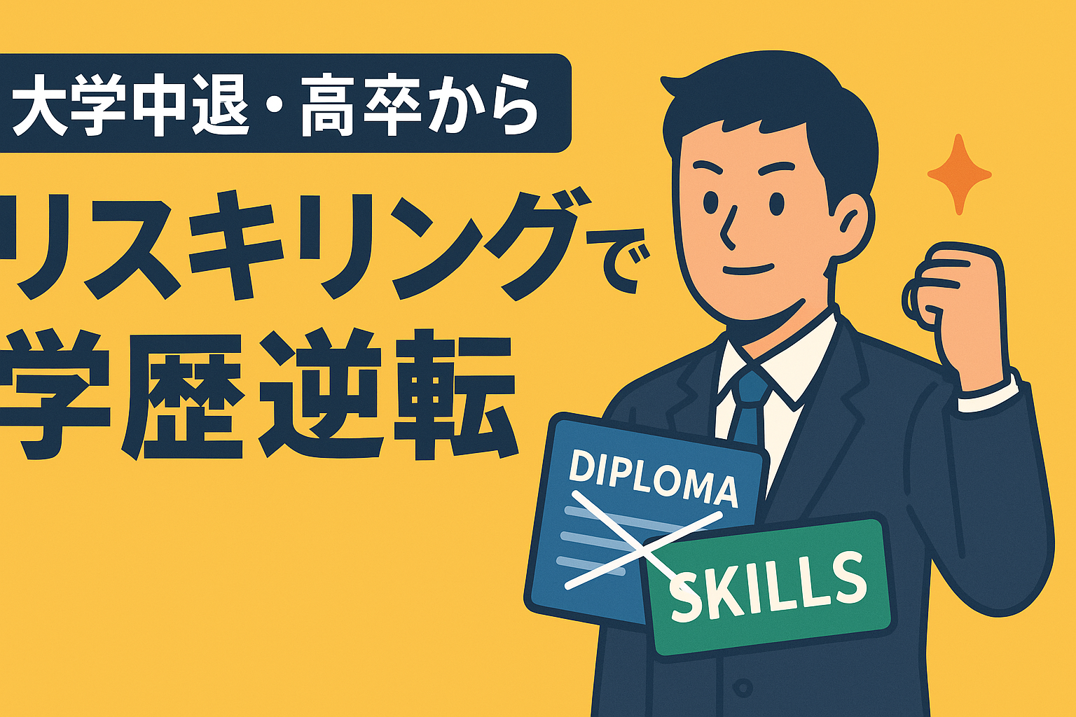 大学中退・高卒からのリスキリング。学歴をスキルで上書きする逆転劇
